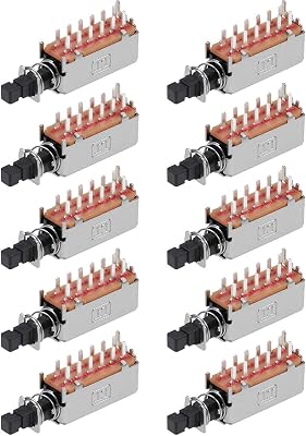 uxcell Push Button Switch 4PDT 12 Pin 1 Position Self-Locking Black 10pcs