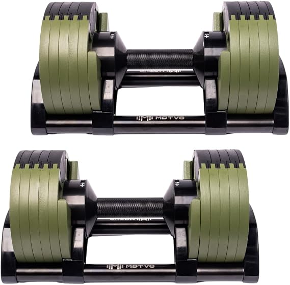 Probell 550 Adjustable Dumbbells - Motv8 Probell 550s, 5lbs - 50lbs Adjustable Free Weight Dumbbell for Men and Women - Strength Training and Fitness (Pair of 2 Dumbbells)