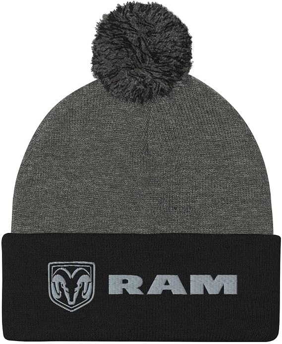 RAM Trucks Logo Pom Pom Knit Beanie Hat