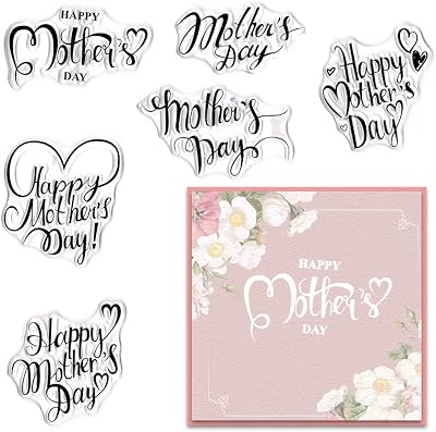 Threetols Mothers Day Clear Stamps Heart Love Words Stamps for Holiday Card Making DIY Scrapbooking Transparent Album Decor Paper Craft