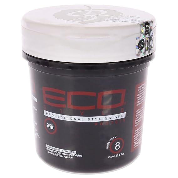 Ecoco Eco Style Gel - Protein - Firm Hold - Nourishes And Fortifies Hair - Ideal For Roller Sets And Wraps - Helps Strengthen And Protect Dry Or Naturally Coarse Hair - Anti-Itch And No Flaking - 8 Oz