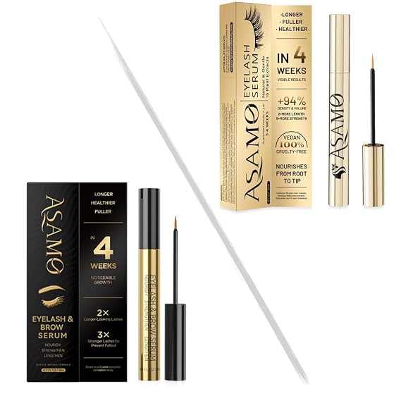 Eyelash & Eyebrow Serum Duo 15 Plant Extract Lash Growth Formula for Longer, Thicker, Fuller Lashes & Brows, Hypoallergenic & Oil-Free Set
