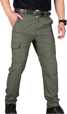 Tactical Pants for Men Cargo Hiking Outdoor Stretch Pants Waterproof Quick Dry Work Trousers with Multi Pockets