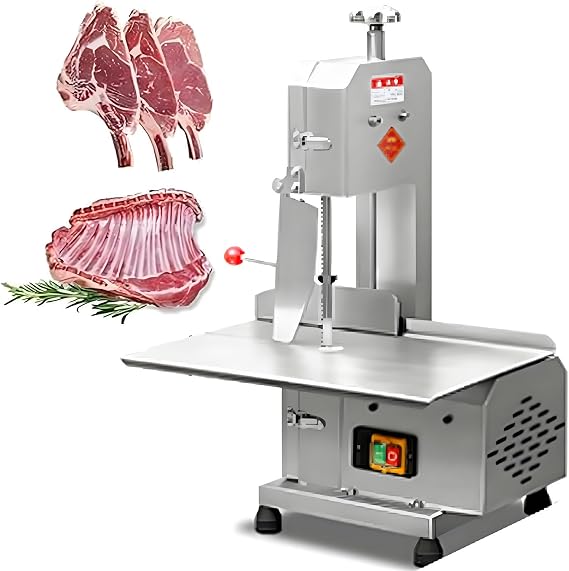 Commercial Meat Cutter Machine for Supermarkets, Electric Meat Band Saw Machine,750W Bandsaw for Bone Cutting, Stainless Steel Meat Cutting Bandsaw Machine 0-13CM
