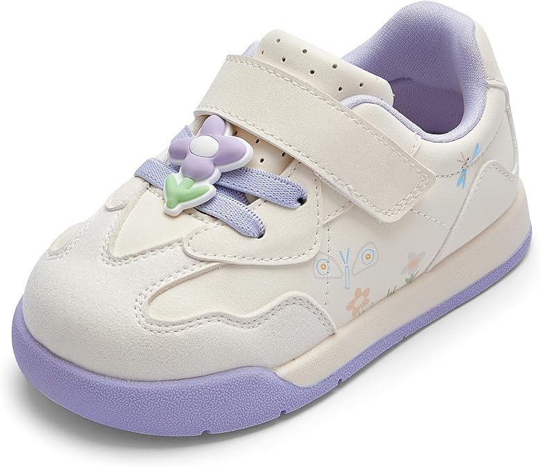 Balabala Girls Boys Toddler Sneakers Wide Toe Box Walking Shoes | Unisex Kids Sneakers with hook-and-loop straps, non-slip soles, soft heel cushion, and flexible support for play