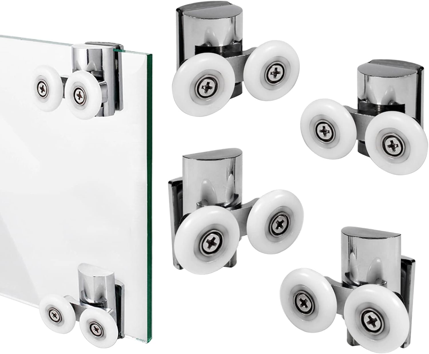 Zinc Alloy Shower Door Runners 23mm Twin Shower Door Rollers 2top 2bottom 4pcs