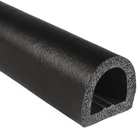 TRIM-LOK D-Shaped Rubber Seal with High Tack Tape, 1-Inch Height, 1-Inch Width, 125-Foot Length, EPDM Foam Weather Stripping for Door Frame, Window Insulation, Cars, Trucks, RVs, and Boats