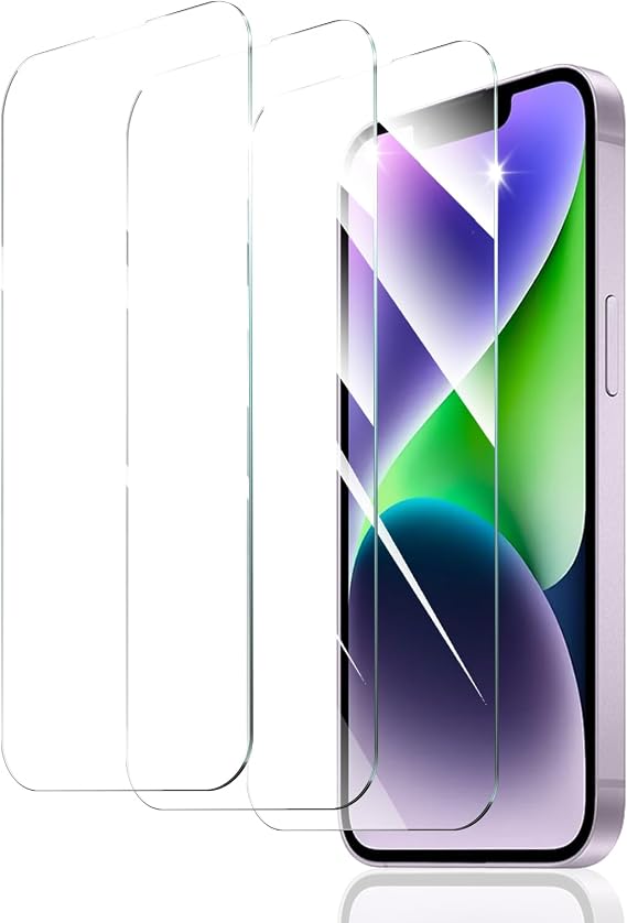 3-Pack Screen Protector for iPhone 14 Plus/13 Pro Max, Tempered Glass Film, Impact-Protection, HD, Anti-Scratch, 9H Hardness, 2.5D Curved Edges, Case Friendly, Bubble Free