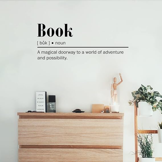 Vinyl Wall Art Decal - Book: A Magical Doorway to a World of Adventure and Possibility - Black - 12" x 30" - Modern Decor for Reading Nook, Classroom, Library, Book Store, School.