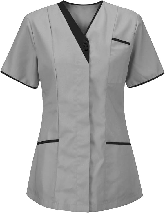 2026 V Neck Housekeeping Uniforms for Women Stretchy Scrub Tops Short Sleeve Nursing Shirts Medical Scrubs T Shirt
