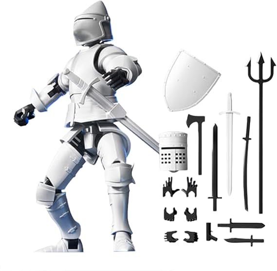 Hugsweet Anime Action Figures 13 Medieval Knight Action Figure Set Poseable 13 Figure with Weapons and, Desktop Decorations for Game Lovers