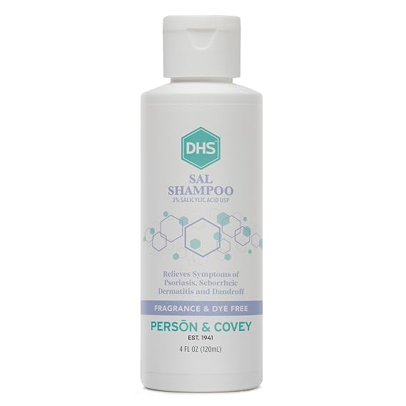 DHS SAL Shampoo - Maximum Strength Shampoo for Psoriasis, Eczema, and Dandruff / Medicated Anti-Dandruff Shampoo Reduces Oil, Treats Itchy Scalp with Salicylic Acid / PBA-free, Fragrance-free / 4oz