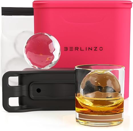 Berlinzo Ice Ball Maker Mold - 2 Clear 2.4in Hibiscus Spheres, Non-Electric