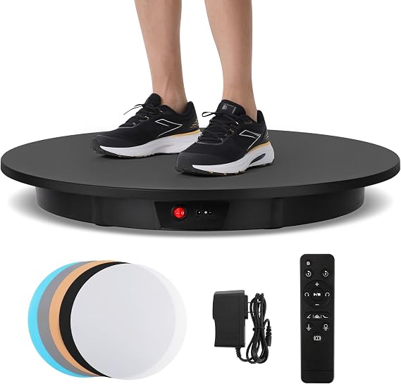Large Photography Turntable 24inch/330lb with Remote Control | Motorized Rotating Display Stand 360 Degree Electric Turntable High Load for Products, Model Photo or Video (Black)