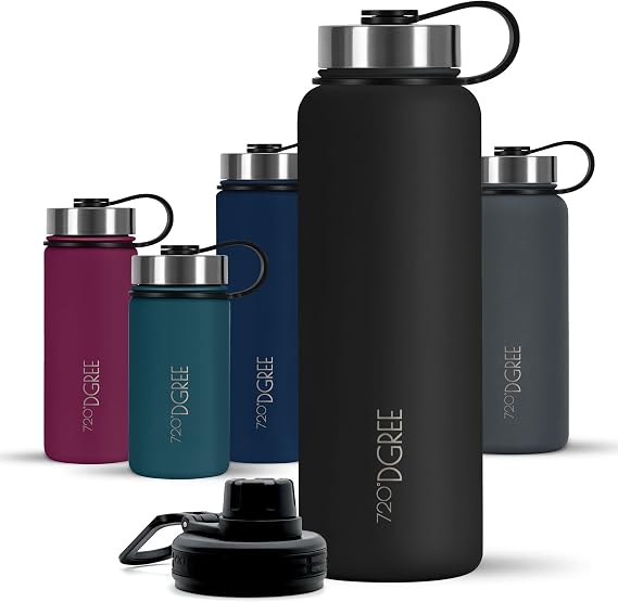 720°DGREE Vaccum Insulated Water Bottle “noLimit“ - 530ml - Leakproof, BPA-Free, Thermo Stainless Steel Flask - for Carbonated Drinks, Kids, Children, Sports, Gym, School, Travel, Outdoor +Sports-Cap