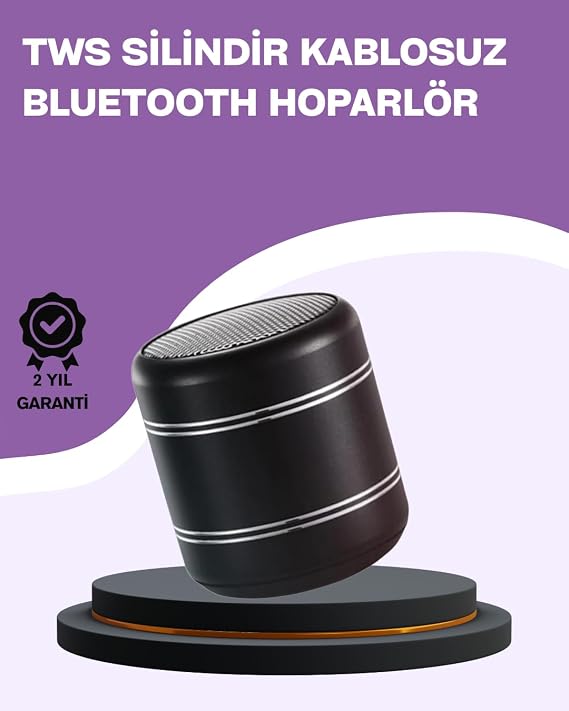 YamanHobi Silindir Tasarım Mini Bluetooth Hoparlör 10m Çekim Güçlü Bas ve Mikrofonlu -