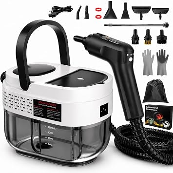Handheld Steam Cleaner for Home, 2500W High Pressure Steam Cleaner for Car Detailing, 3 Steam Levels, 1600Ml Tank, High Heat Steamer for Bed Bugs, Couch, Furniture, Kitchen, Bathroom, Floors