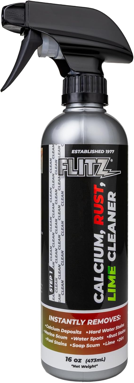 FLITZ Calcium, Rust, Lime Remover - 16oz Bottle of USA-Made Limescale Remover for Toilets, Showers, and More - Powerful Spray that Instantly Eliminates Tarnish, Grease, and Other Grime (1 Pack)
