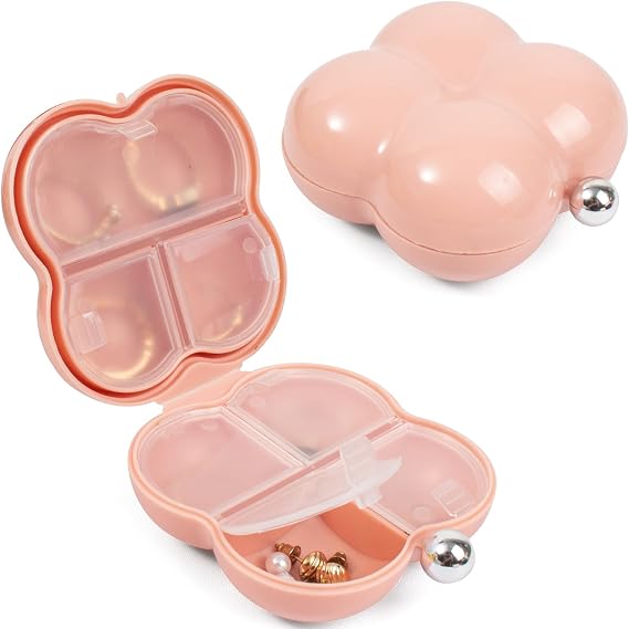 LETGO Mini Travel Jewelry Case Small Jewelry Box Clear Jewelry Organizer Storage Case Portable Jewelry Travel Case Mini Travel Essentials for Girls Pink Car Accessories for Girls Women (Cloud Pink)