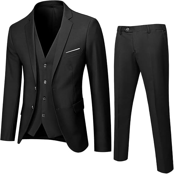 Men Suits Slim Fit 3 Piece Tuxedo Stretch Button Tops Jacket Vest and Pants for Wedding Business Prom Party Sets