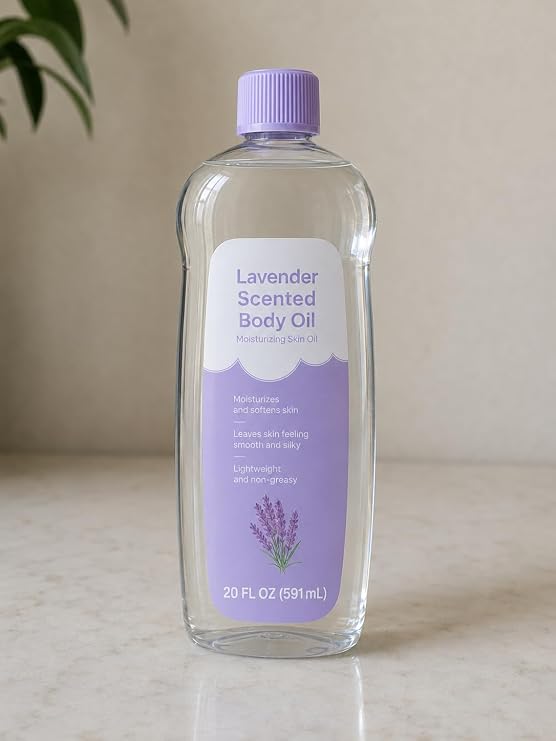 Lavender Scented Body Oil, 20 Fl Oz, Moisturizing Skin Oil