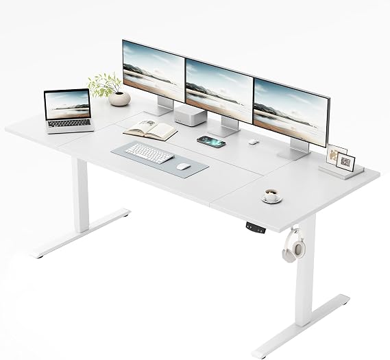 Klicelor Height-adjustable desk 160 x 80 cm with 2 storage spaces