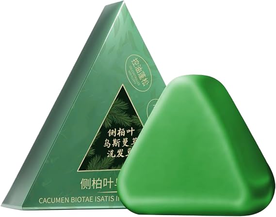 Nature Triangle Shampoo Bar, 120g Usman Grass Shampoo Bar, Nourishing Hair Growth Shampoos Bars Green Soap for Men Women, Deeply Cleansing Strengthening Hair Growth Soap Bars Shampoos Hairs Care