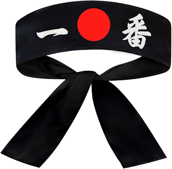 SUNRISE Japanese Sushi Chef Hachimaki Karate Headband - Black Number One