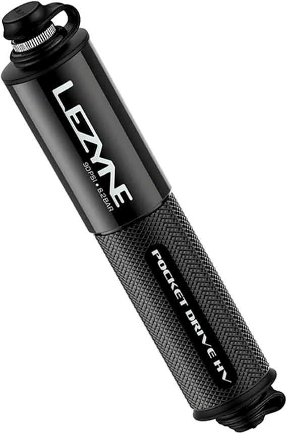 LEZYNE Pocket Drive HV Mini Bike Hand Pump High Volume 90 PSI Presta &amp; Scrhader Compatible CNC Aluminum Compact Large Tyre Portable Bicycle Pump