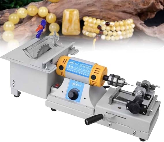 750w Jewelry Lapidary Saw, Lapidary Saw Gemstone Polishing Grinding Machine with Flexible Shaft, 800-10000r/Min, for Cutting, Grinding, Drilling, Angle Adjustable,Machine+PolishingKit