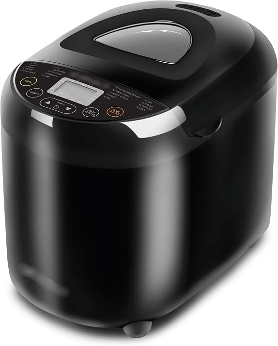 2lb Programmable Bread Maker Freshly Baked Bread Made Easy ,19 preset settings for various types of bread and doughs,60-minute keep warm function and up to 15-hour delay timer,15.56 x 13.84 x 11.02 In