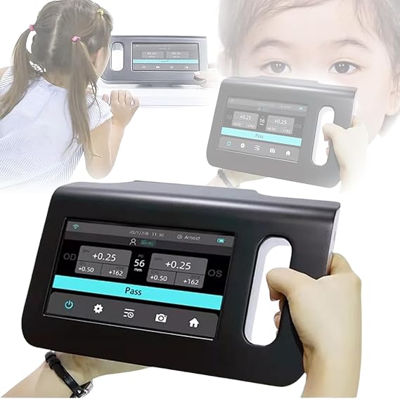 7 Inch Vision Screening Machine, Portable Auto Refractor, 98cm Measuring Distance, 0-180 Axis Number, with Data Storage, Multiple Language Settings, for Glaucoma, Penetrating Cornea, Syndrome Eye