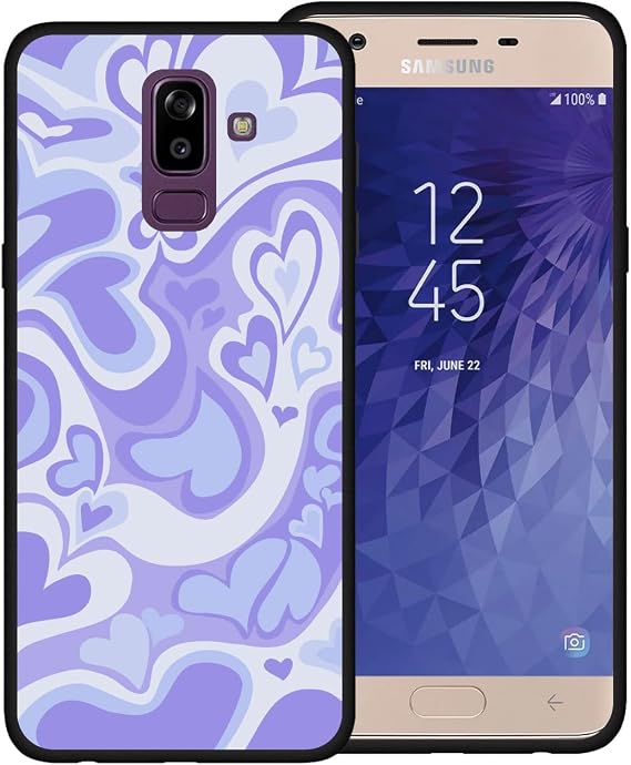 Phone Case for Samsung Galaxy J8/On8, Pastel Lovely Irregular Purple Love Heart Lovecore Cute Shockproof Protective Anti-Slip Thin Soft Cover Shell