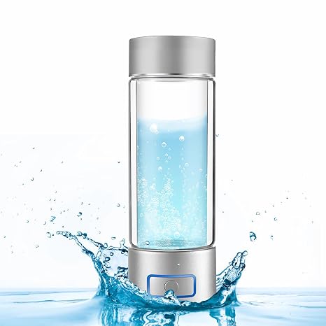 Hydrogen Water Bottle Hydrogen content ≥6000ppb Portable Hydrogen Water Generator with PEM & SPE Technology 400ml Portable Hydrogen Water Generator Maker, Rich Hydrogen Water Cup (Silver)