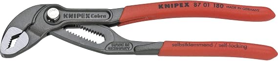 KNIPEX Cobra®, su pompası pensesi | Boru anahtarı, krom vanadyum, atramentize edilmiş pas koruması, 180 mm, 87 01 180