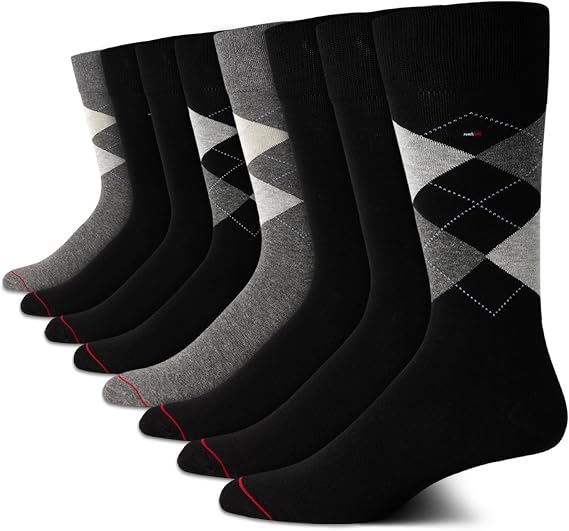 Tommy Hilfiger Mens 8 Pack Lightweight Everyday Dress Crew Socks