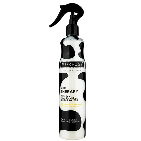 Morfose Professional Milk Therapy Two Phase Leave-In Conditioner, Detangler Spray for Dry Damaged Hair, Heat Protectant for Hair, Protector Termico para Cabello, 13.52 Fl Oz