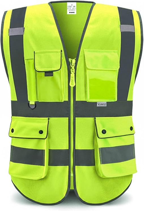 XIAKE Reflective Safety Vest for Men & Women High Visibility Class 2 Vest with Pockets Meets ANSI Standards
