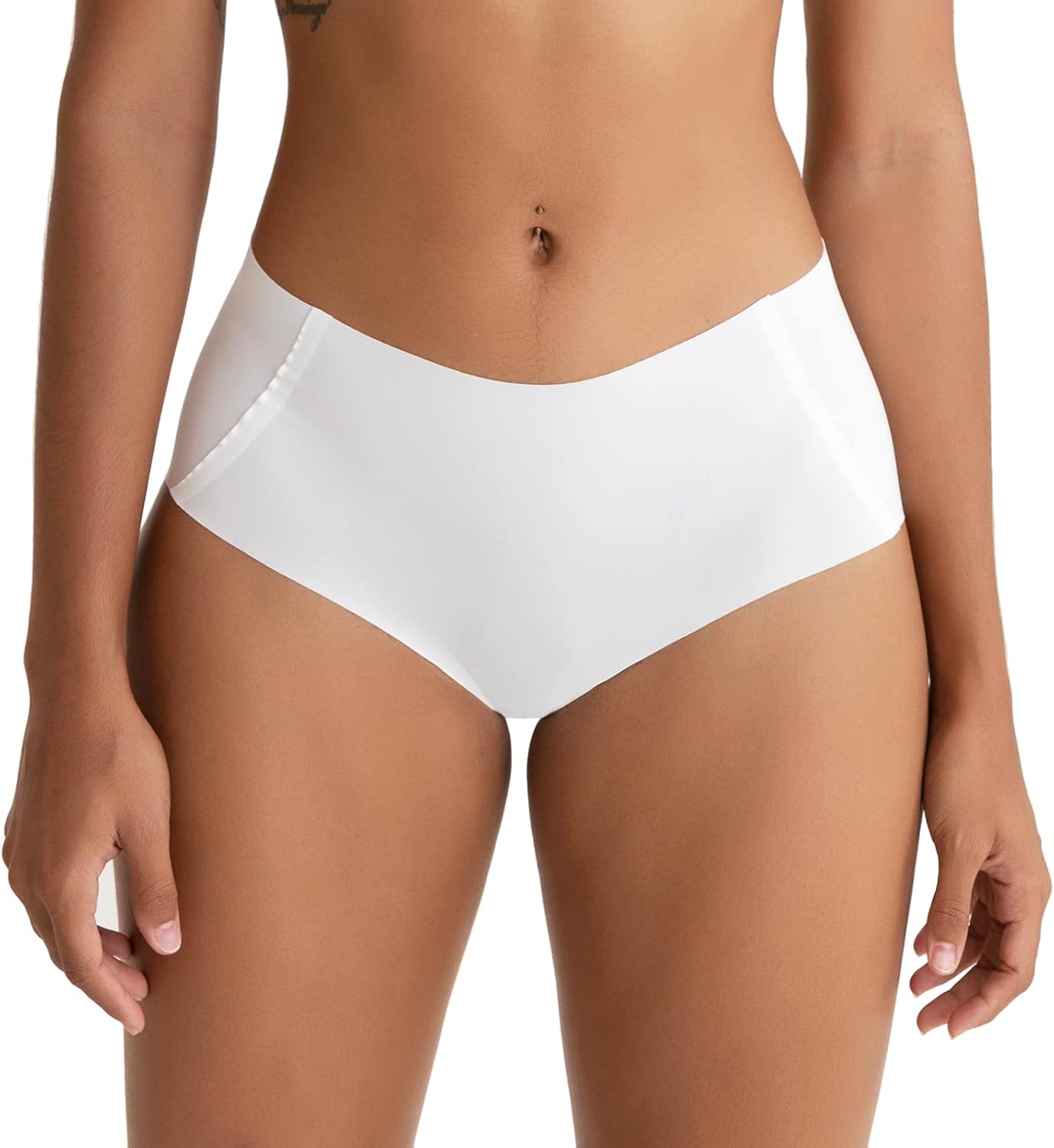 insuki Womens Seamless Bikini Brief Underwear, No Show Hipsters Panties, BreathableComfortableSoft Stretch,White