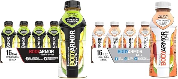 BODYARMOR Sports Drink and BODYARMOR LYTE Sports Drink Bundle (Pack of 12, 16 Fl Oz)