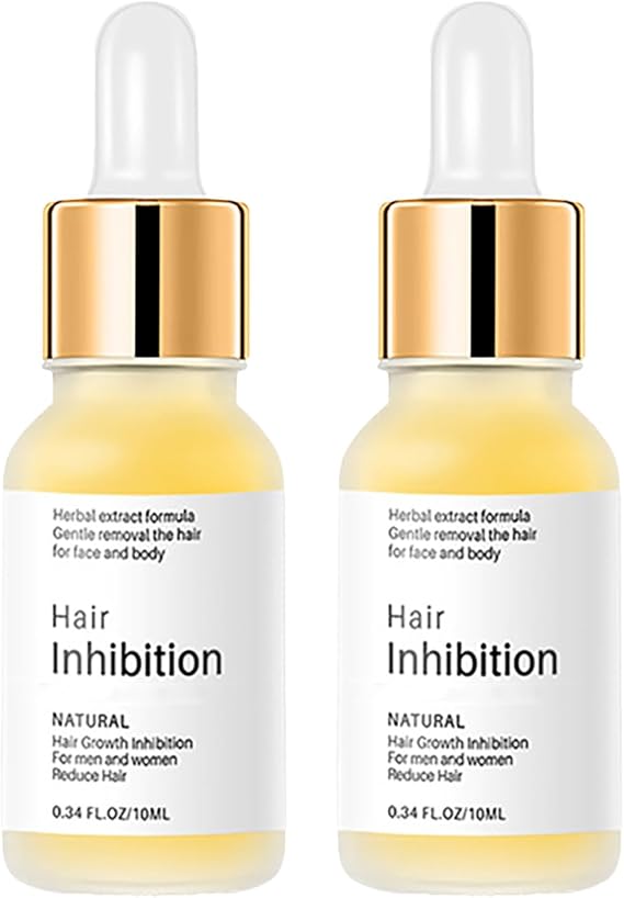 Hair Inhibitor Serum for Face and Body, Natural Extracts Hair Inhibition For Hair Removal, Gently Smoothing & Moisturizing, Suitable for Arm Legs Face & Body (2pc)