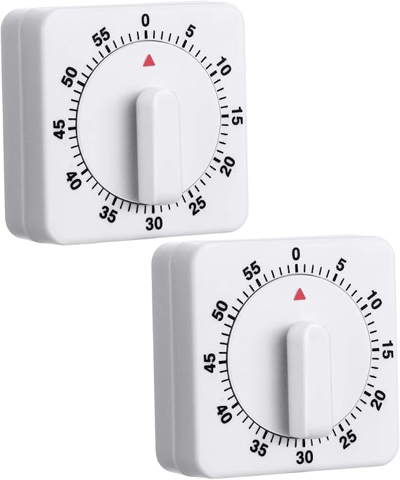 Weewooday 2 Pcs 60 Minute Timer for Kitchen Cooking, White