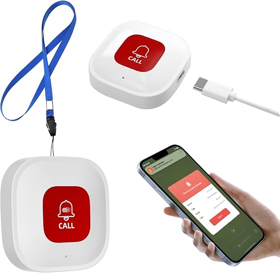 WiFi Smart SOS Call Button, Wireless Smart SOS Emergency Button, Home Emergency Call, Seniors Emergency Button Alert System for Patients, Elderly, Disabled