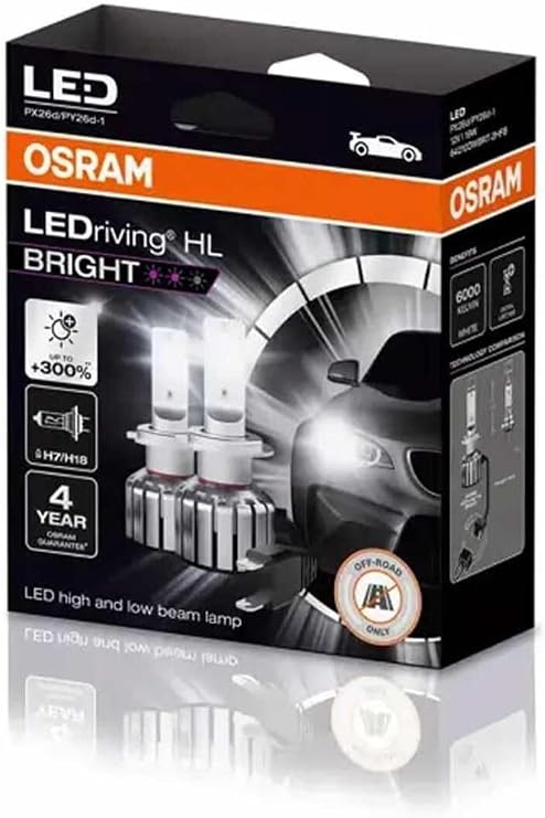 Osram H7 LED Xenon Kit 300% More Light / 12V (For 2 Headlights) with 4 Years Warranty [Energy Class A]