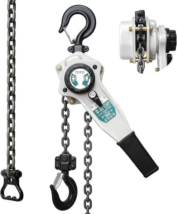 TOYO Lever Chain Hoist 1750Lbs 10ft,Chain Come Along 0.8T 10Ft Ratchet Chain Puller Hoist Alloy Steel G80 Chain 2 Heavy Duty Hooks for Building Warehouse Automotive Garages Machinery (1750LB 10FT)