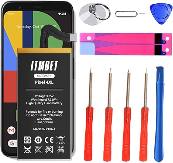 4600mAh Pixel 4XL Battery, 2024 New Upgraded Replacement Battery for Google Pixel 4 XL G020J-B with Professional Replacement Tool Kits