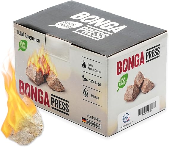 BONGA Soba, Şömine, Mangal Tutuşturucu 35 Adet 500 gr - Jel Ve Çıra Alternatifi Doğal Odun Yünü Press