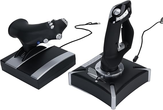 Ebtools フライトシミュレーターゲームコントローラー、スロットルとジョイスティック、振動、ダンピングフィードバック、4軸、8ウェイpov、16個のプログラム可能なキー、ボックスシリーズx S、7 8 10 11用
