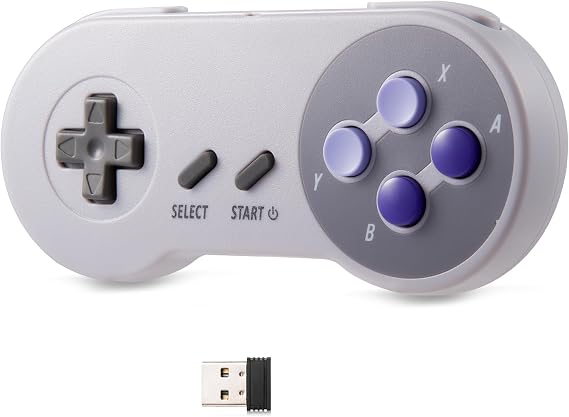KIWITATA Wireless USB SNES Controller, Rechargeable Retro SNES Emulator USB Game Pad Controller for Windows PC 11/XP/8/7 MAC,Raspberry PI