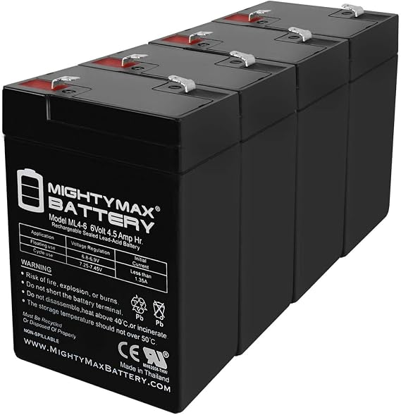 Mighty Max Battery 6V 4.5AH Battery Replacement for Leoch DJW6-4.5WL - 4 Pack